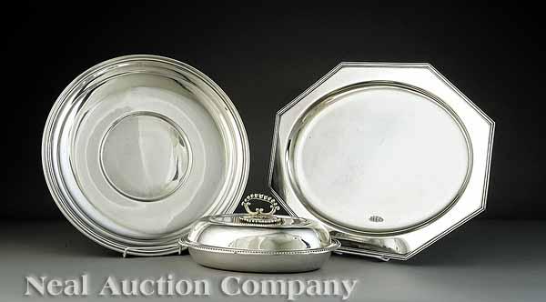 Appraisal: Two Silverplate Serving Trays and an Entree Dish including an