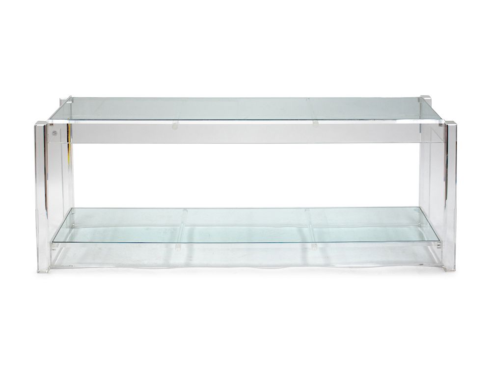 Appraisal: A Contemporary Lucite Console Table TH CENTURY having an inset