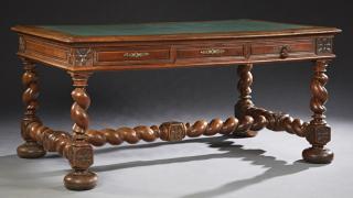 Appraisal: French Henri II Carved Walnut Desk c the s French