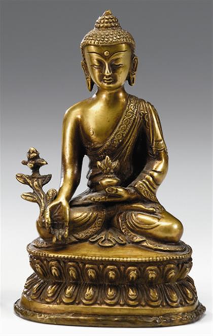 Appraisal: Sino-Tibetan bronze figure of Sakyamuni th century Wearing a monasic