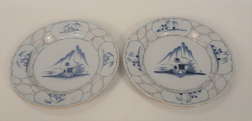 Appraisal: Pair Bristol Tin Glazed Chargers each with Oriental panels and