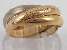 Appraisal: Cartier A Swiss hallmarked three colour carat gold ''Russian wedding