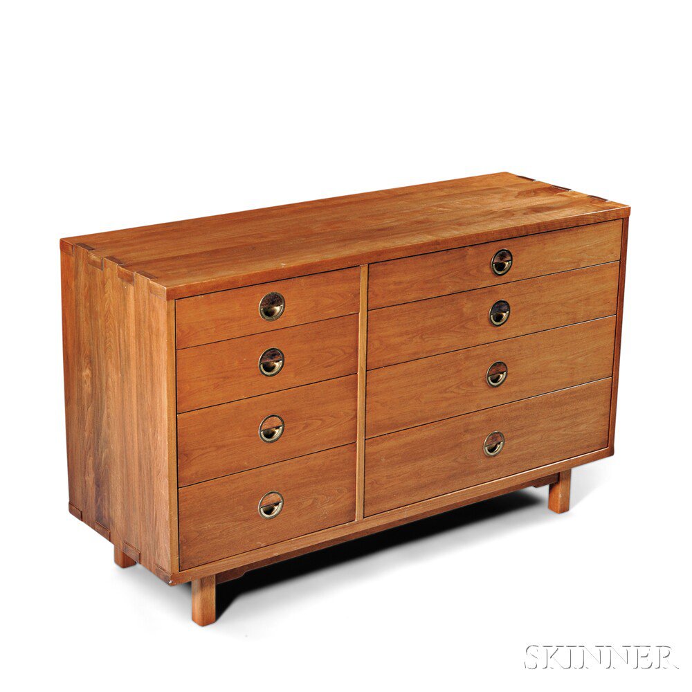 Appraisal: Edward Wormley for Dunbar Chest of Drawers Walnut brass Berne