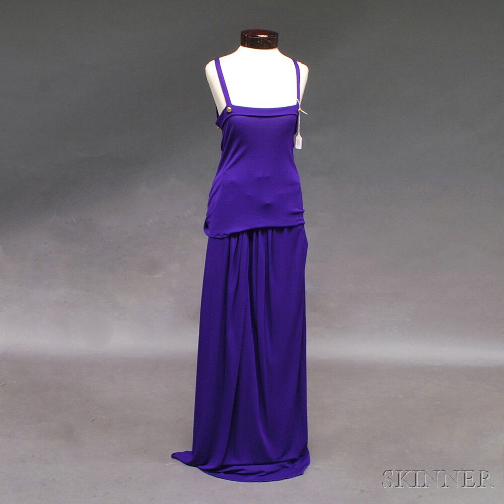 Appraisal: Chanel Purple Jersey Cruise Ensemble with spaghetti strap top with