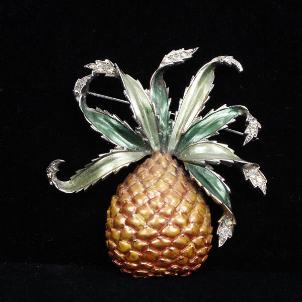 Appraisal: MB Boucher Metallic Enamel Pineapple Fruit Brooch Pin x