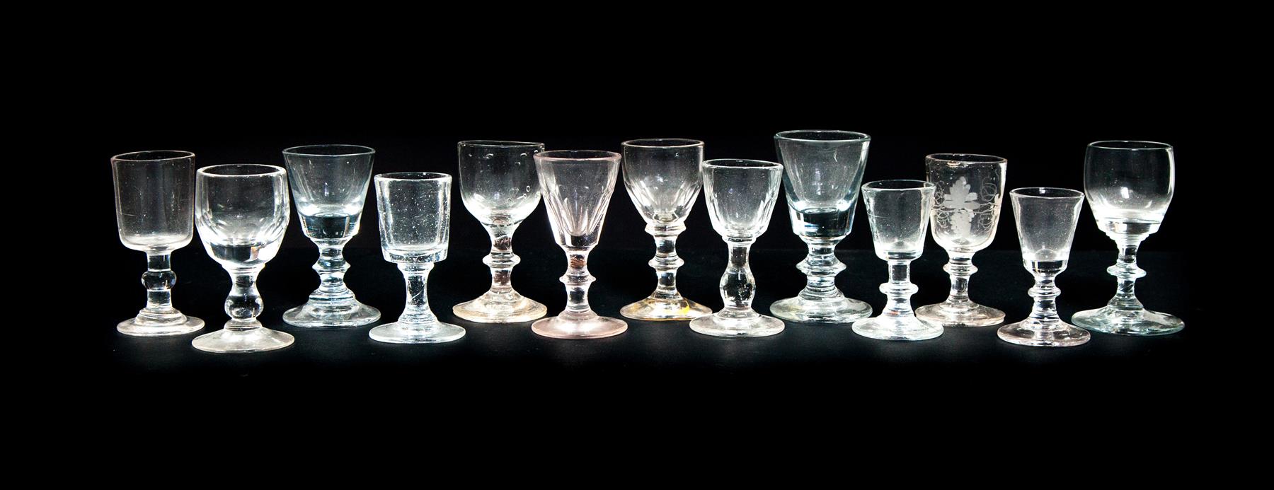 Appraisal: THIRTEEN BLOWN GLASS CORDIALS American and English late th-early th