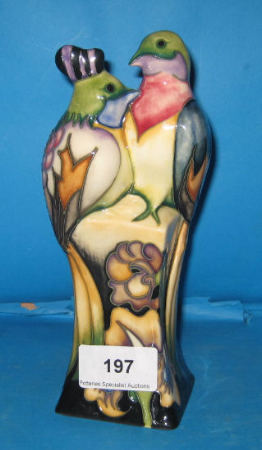 Appraisal: Moorcroft Model of Birds on Pedestal dated Height cm small