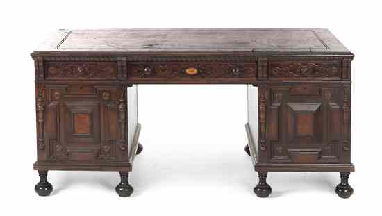 Appraisal: An American Mahogany Pedestal Desk having a rectangular top over