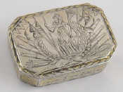 Appraisal: A white metal tests silver two compartment box with Greek