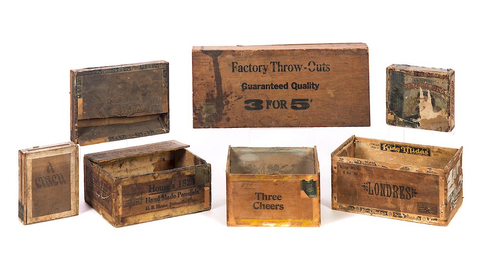 Appraisal: Antique Cigar Boxes Good original condition Please Email or call