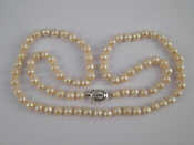 Appraisal: A cultured pearl necklace with a white metal tests silver