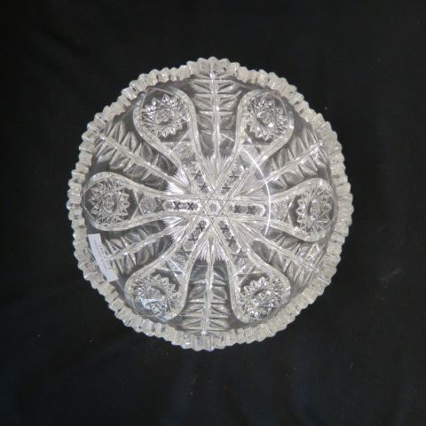 Appraisal: Cut Glass Bowl unusual overall design with lobed starburst and