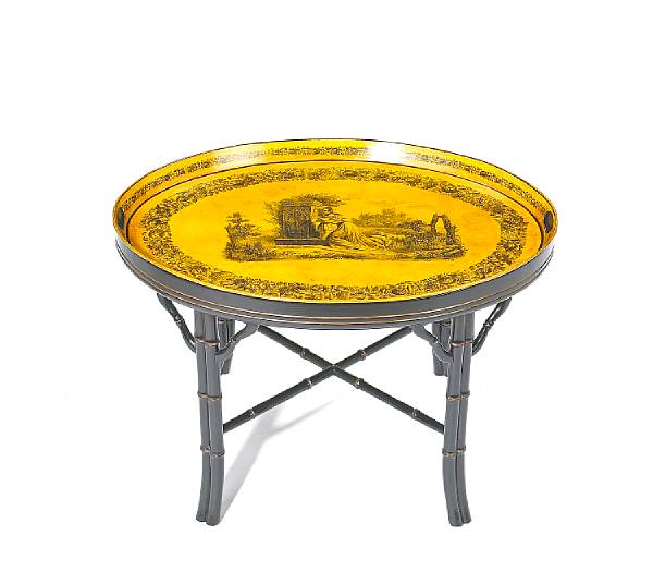 Appraisal: A Louis Philippe t le painted tray on later stand