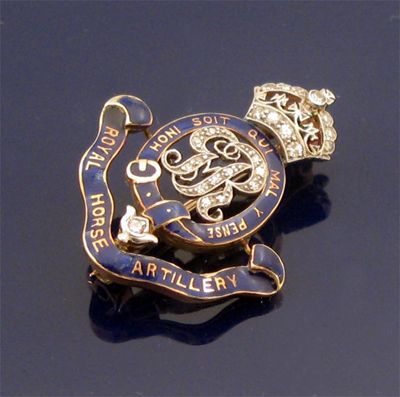 Appraisal: A regimental brooch Royal Horse Artillery Set with small diamonds