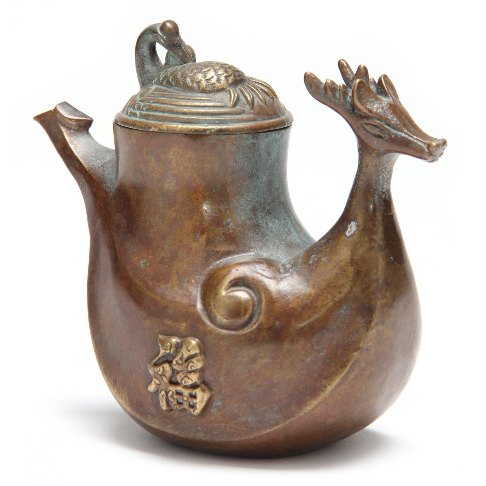 Appraisal: Antique Chinese Bronze Teapot th century the pot in the