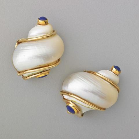 Appraisal: A vintage pair of Seaman Schepps shell clip earrings K