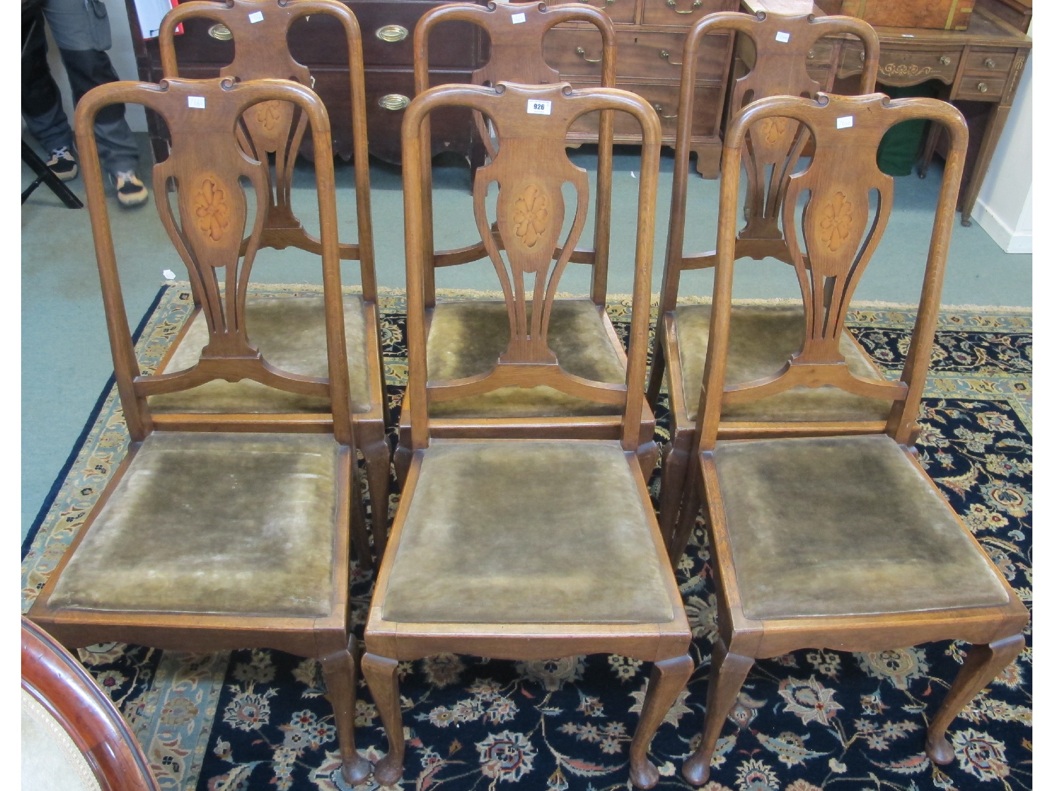 Appraisal: Six Edwardian dining chairs