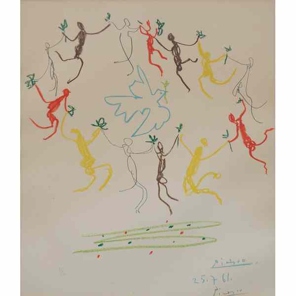 Appraisal: Dove of Peace with Young Dancers Lithograph by Pablo Picasso