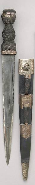 Appraisal: An unusual silver-mounted Highland revival dirk with snuff mull pommelsecond