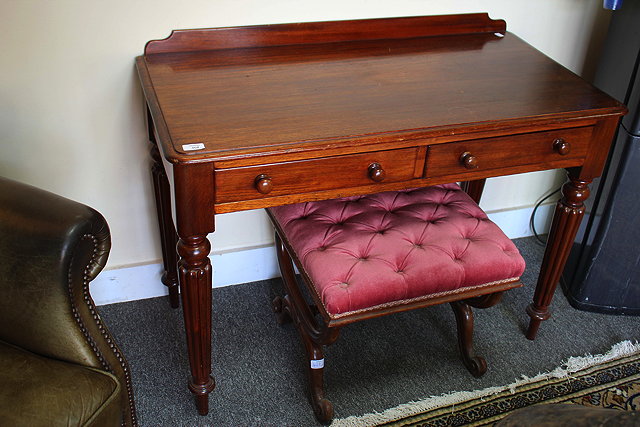 Appraisal: A VICTORIAN WALNUT 'X' FRAMED STOOL with a button upholstered