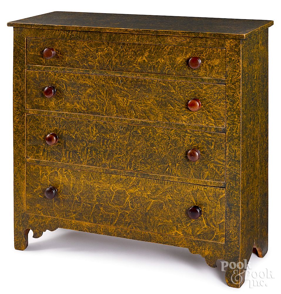 Appraisal: New England painted pine chest of drawers th c New