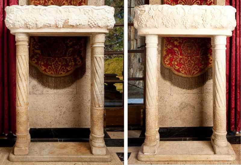 Appraisal: Pair of Italian White Marble Fonts or Planters th century