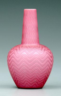 Appraisal: Threaded mother-of-pearl vase bottle form satin glass with herringbone decoration