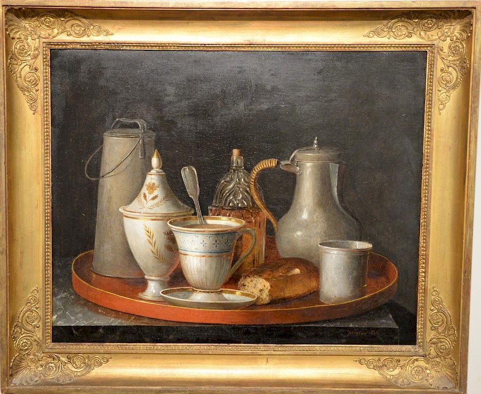 Appraisal: Gabriele Germain Joncherie th century oil on canvas Still Life