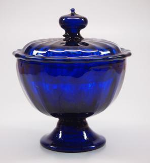 Appraisal: Pattern A circa - pattern-molded glass sugar bowl with cover