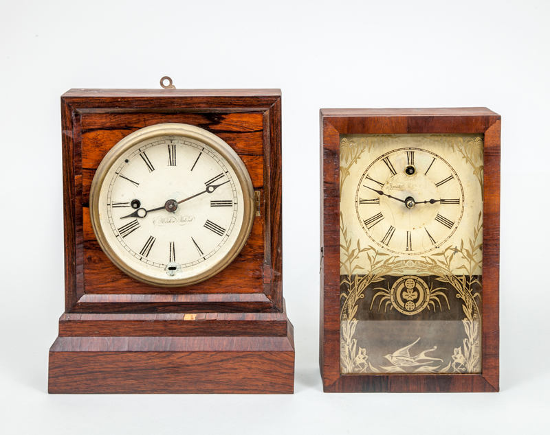 Appraisal: TWO SMALL SHELF CLOCKS One signed C Keirks Patent in