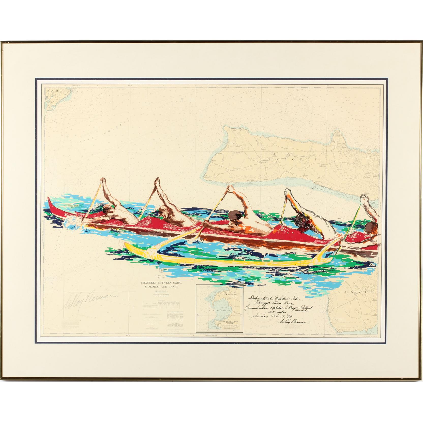 Appraisal: LeRoy Neiman Am - International Molokai-Oahu Outrigger Canoe Race screenprint