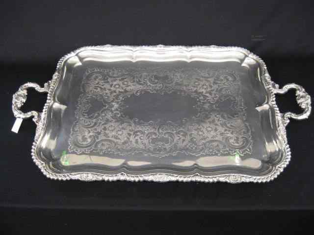 Appraisal: Gorham Silverplate Serving Tray fancy design with gadroon border ''