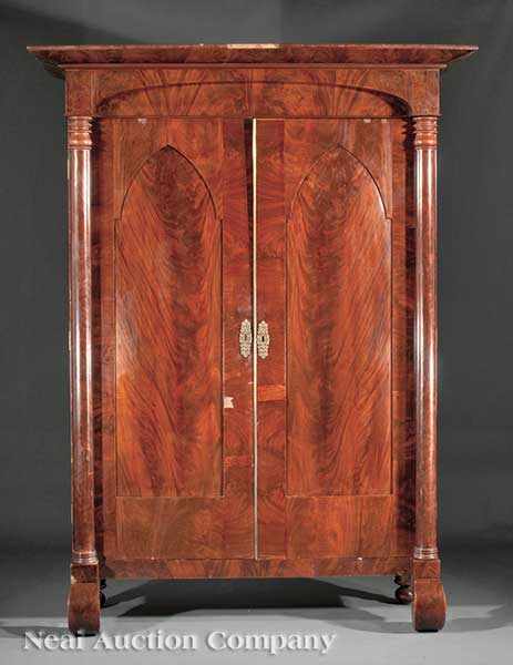 Appraisal: An American Gothic Revival Mahogany Armoire c attributed to J