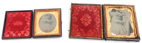 Appraisal: Two infant Memento Mori daguerreotypes identical child identified in both