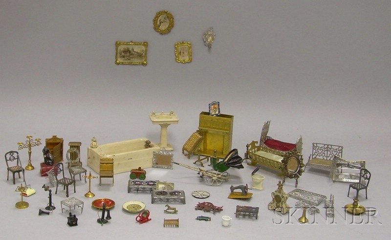 Appraisal: Group of Late Victorian and Early th Century Metal Dollhouse