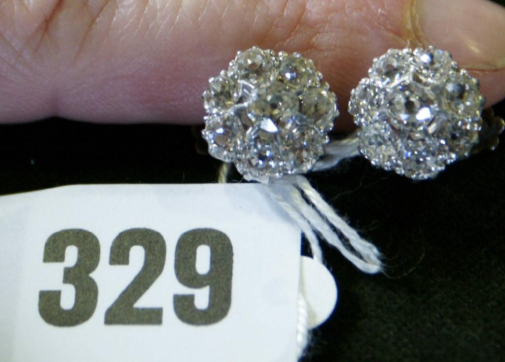 Appraisal: A pair of diamond cluster earrings circa each mounted in