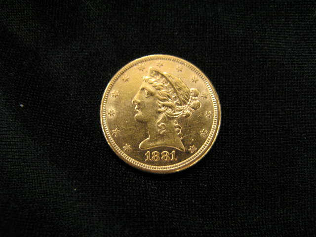 Appraisal: U S Liberty Head Gold Coin about uncirculated