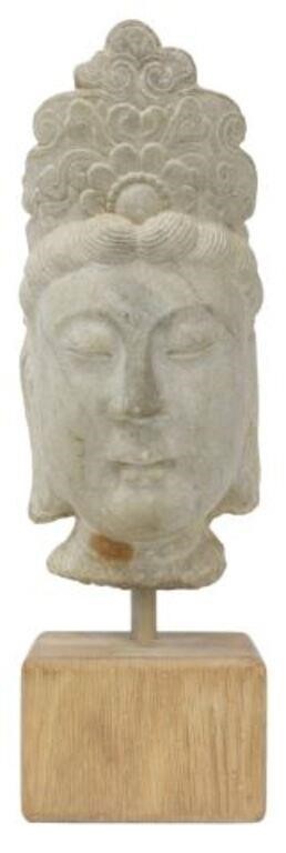 Appraisal: Large Chinese carved marble head of a bodhisattva th c