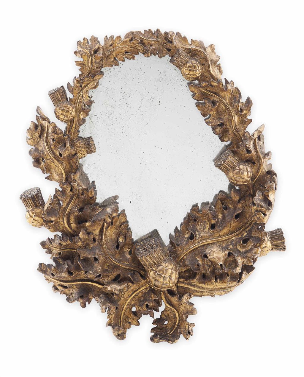 Appraisal: SCOTTISH CARVED GILT WOOD MIRROR TH CENTURY the oval frame