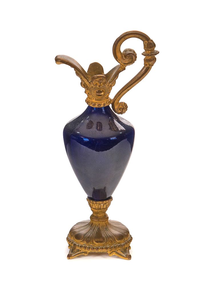 Appraisal: French Bronze mounted Porcelain urn Cobalt Blue single French Bronze