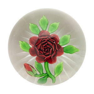 Appraisal: A Baccarat Thousand Petal Red Rose and Bud Glass Paperweight