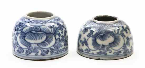 Appraisal: Two Chinese Blue and White Porcelain Ink Pots of hive