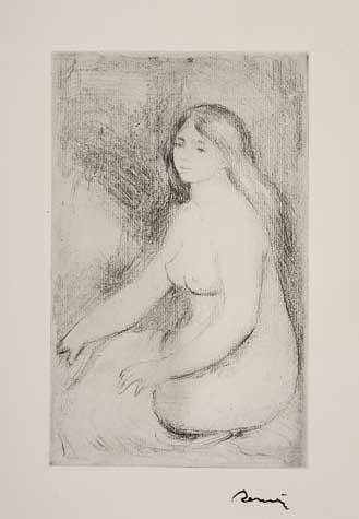 Appraisal: PIERRE-AUGUSTE RENOIR Baigneuse assise Soft-ground etching on cream wove paper