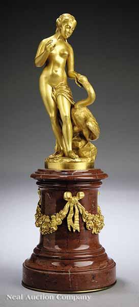 Appraisal: A Small French Gilt Bronze Group of Leda and the