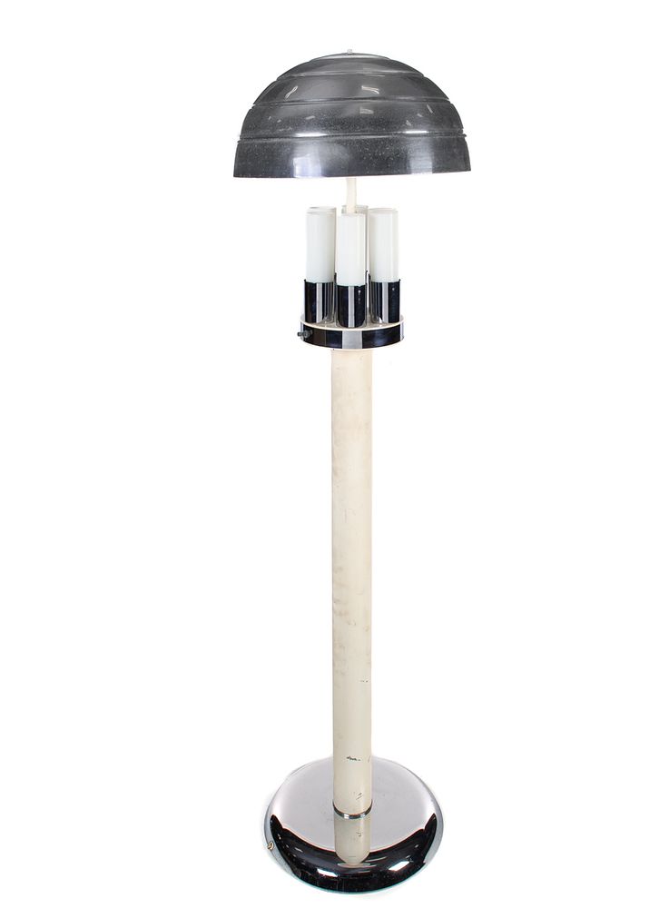 Appraisal: Mcm Mid Century Modern Chrome Mushroom Floor Lamp Mcm Mid