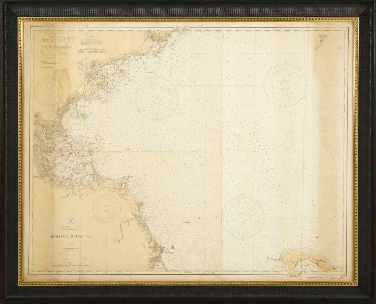 Appraisal: FRAMED NAUTICAL CHART Of Massachusetts Bay from Cape Ann to