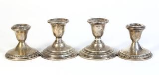 Appraisal: American sterling silver weighted candle holders including a pair by