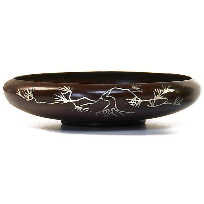 Appraisal: Heintz bowl low form sterling on bronze applied organic design