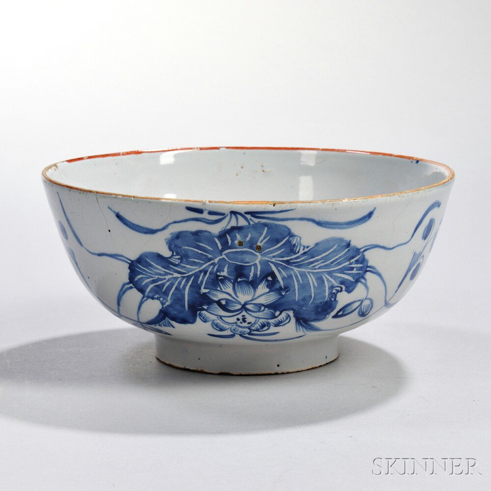 Appraisal: Blue and White Delft Bowl England th century floral decorated