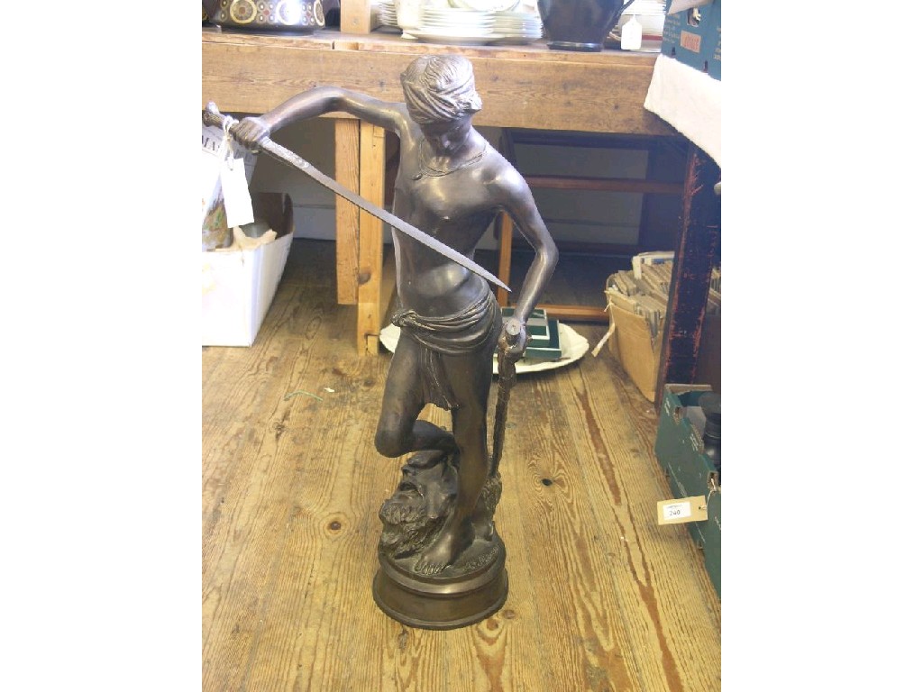 Appraisal: An early th century bronze figure of David after A